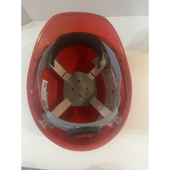 Vintage Jackson Michels Construction Pipeline Red Adjustable Hard Hat Helmet - Picture 6 of 7